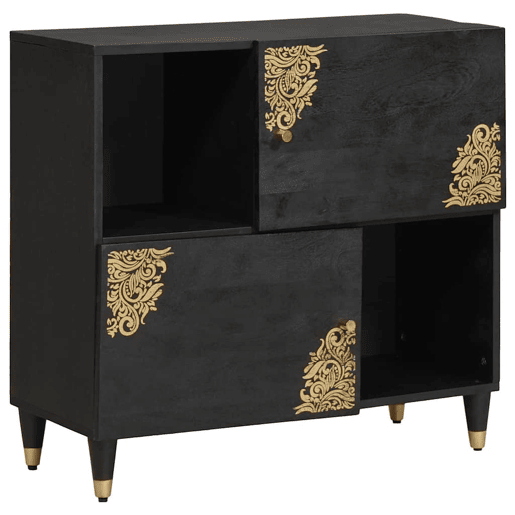 Bufete - Móvei de apoio com porta Preto 80 x 33 x 75 cm Madeira de manga maciça pt4806