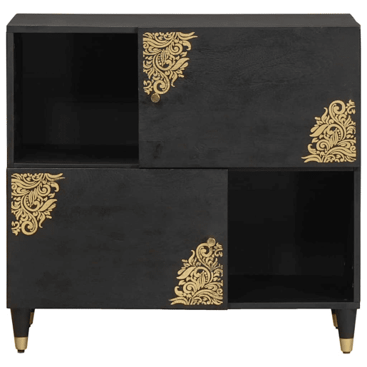 Bufete - Móvei de apoio com porta Preto 80 x 33 x 75 cm Madeira de manga maciça pt4806
