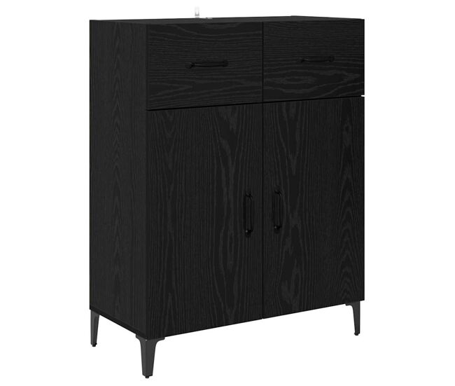 Aparador - mueble de almacenamiento roble negro 69,5 x 34 x 90 cm madera de ingeniería es5002