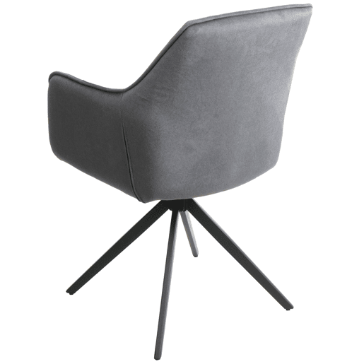 Conjunto de 2 cadeiras de jantar poltronas giratórias de 180° com apoio de braços estofamento espesso design moderno tecido antracite e metal 04_0007373