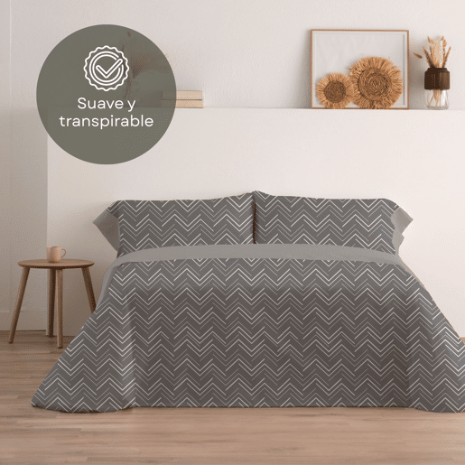 Jogo de Lençóis 144 fios Pic Cinza Cama 105cm (3 peças) Donegal Collections