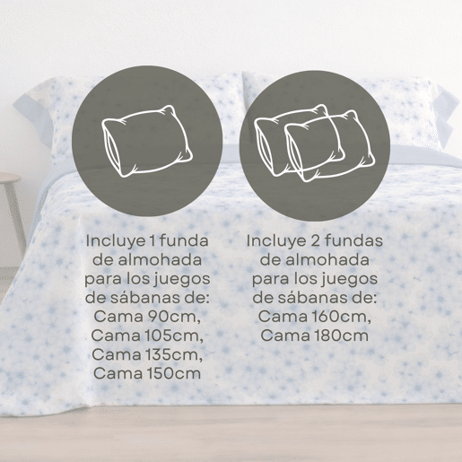 Jogo de Lençóis 144 fios Horts Azul Cama 180cm (4 peças) Donegal Collections
