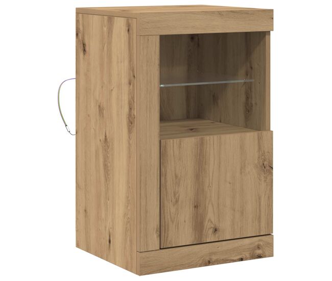 Aparador - mueble de almacenamiento led roble artesanal 41 x 37 x 67 cm es4190