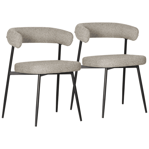 Conjunto de 2 cadeiras em tecido verde mosqueado THEA
