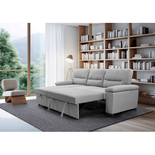 Sofá-Cama Chaise Longue Emma 238cm Preto em veludo