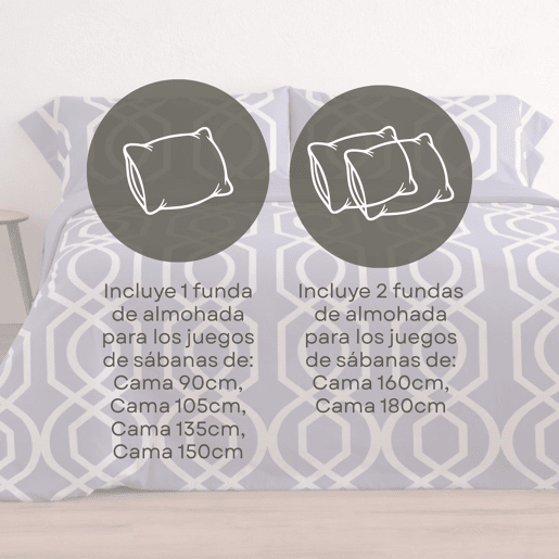 Jogo de Lençóis 144 fios Lian Malva Cama 135cm (3 peças) Donegal Collections
