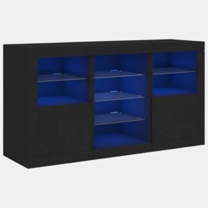Aparador - Bufete - Móvei de apoio com luzes LED 123x37x67 cm preto pt2011