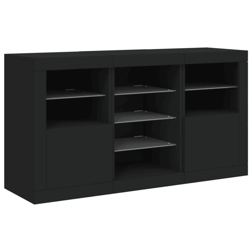 Aparador - Bufete - Móvei de apoio com luzes LED 123x37x67 cm preto pt2011