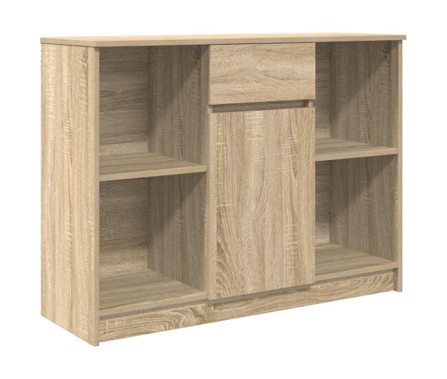Aparador - mueble de almacenamiento con cajón roble sonoma 101x35x76 cm madera ingeniería es1801