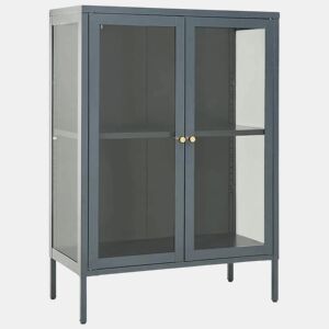 Aparador - Bufete - Móvei de apoio 75x35x105 cm vidro e aço antracite pt2406