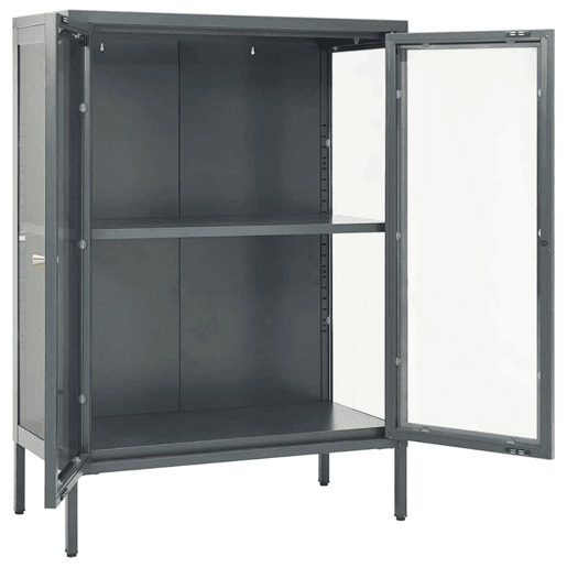 Aparador - Bufete - Móvei de apoio 75x35x105 cm vidro e aço antracite pt2406