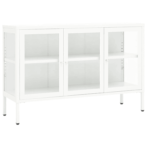 Aparador - Bufete - Móvei de apoio 105x35x70 cm vidro e aço branco pt2401