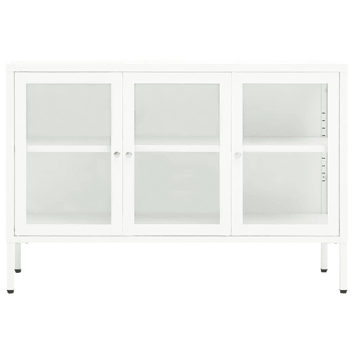 Aparador - Bufete - Móvei de apoio 105x35x70 cm vidro e aço branco pt2401
