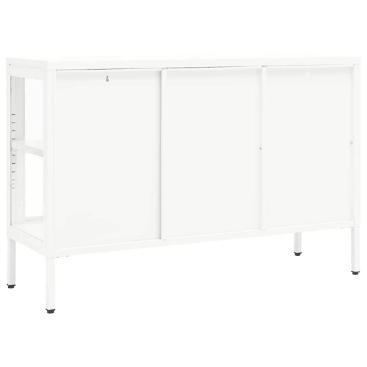Aparador - Bufete - Móvei de apoio 105x35x70 cm vidro e aço branco pt2401