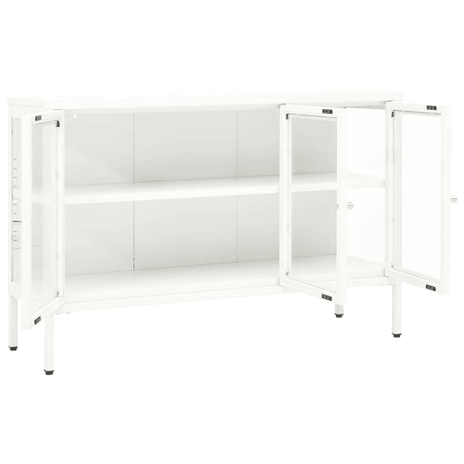 Aparador - Bufete - Móvei de apoio 105x35x70 cm vidro e aço branco pt2401