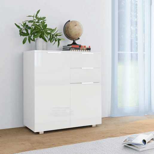Aparador - Bufete - Móvei de apoio em contraplacado 71x35x80 cm branco brilhante pt2415