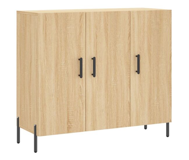 Aparador - mueble de almacenamiento de madera de ingeniería roble sonoma 90x34x80 cm es3798