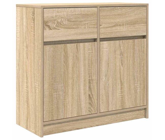 Aparador - mueble de almacenamiento con cajón roble sonoma 80x34x76 cm madera ingeniería es1806