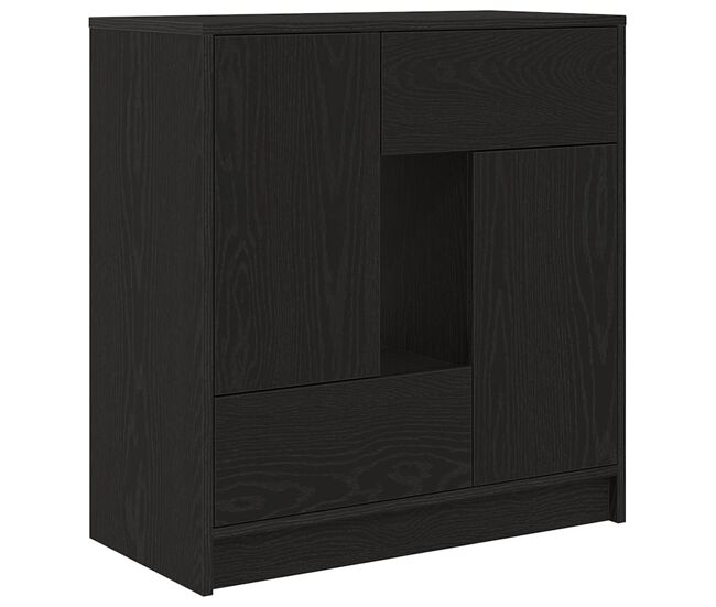 Aparador - mueble de almacenamiento con cajones y puertas roble negro 70,5x34x74,5 cm es1860
