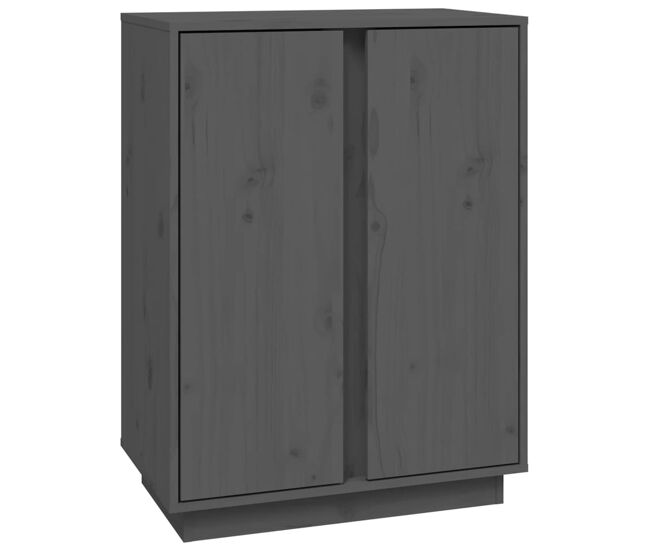 Aparador - mueble de almacenamiento de madera maciza de pino gris 60x35x80 cm es3969