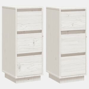 Aparadores - Bufetes - Móveis de apoio 2 pcs 32x34x75 cm madeira de pinho maciça branco pt48