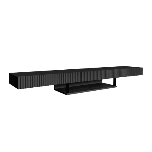 Móvel TV Suspenso Sala de estar e jantar Preto 150x40x22 1 gaveta Renzo Muebles Bonitos