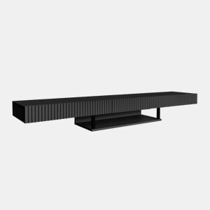 Móvel TV Suspenso Sala de estar e jantar Preto 150x40x22 1 gaveta Renzo Muebles Bonitos