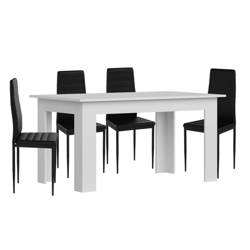 Pack Mesa de Jantar ou Cozinha + 4 Cadeiras em Couro Sintéticometal