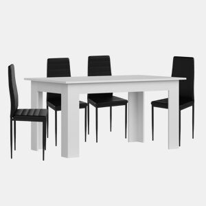 Pack Mesa de Jantar ou Cozinha + 4 Cadeiras em Couro Sintéticometal