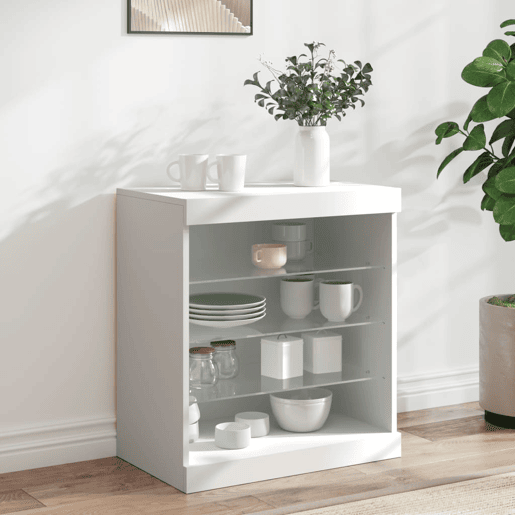 Aparador - Bufete - Móvei de apoio com luzes LED 60,5x37x67 cm branco pt1935
