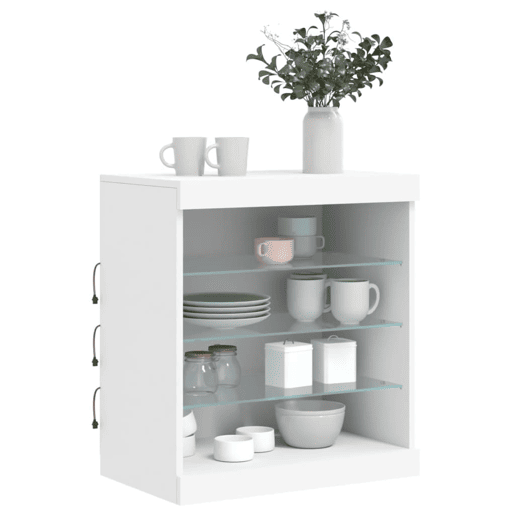 Aparador - Bufete - Móvei de apoio com luzes LED 60,5x37x67 cm branco pt1935