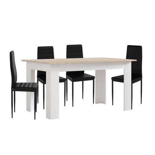 Pack Mesa de Jantar ou Cozinha + 4 Cadeiras em Couro Sintéticometal Pack Mesa de Jantar ou Cozinha + 4 Cadeiras em Couro Sintéticometal