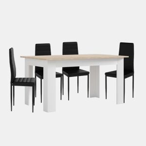 Pack Mesa de Jantar ou Cozinha + 4 Cadeiras em Couro Sintéticometal