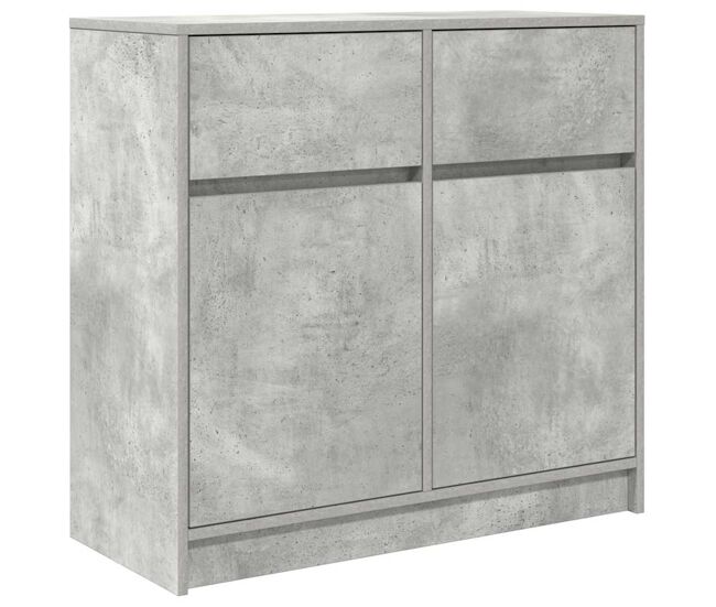 Aparador - mueble de almacenamiento con cajón gris hormigón 80x34x76 cm madera ingeniería es1750