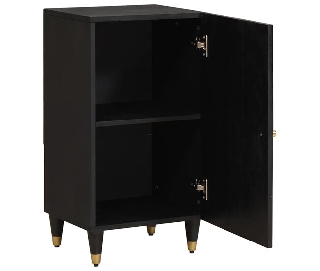 Aparador - mueble de almacenamiento negro 40 x 33 x 75 cm madera de mango maciza es4789