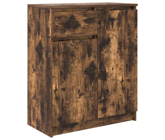 Aparador - mueble de almacenamiento con cajón roble ahumado 71x35x84 cm madera ingeniería es1775