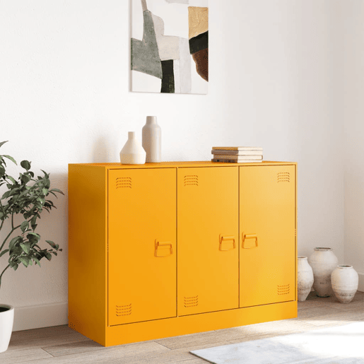 Aparador - Bufete - Móvei de apoio 99x39x73 cm aço amarelo mostarda pt2193