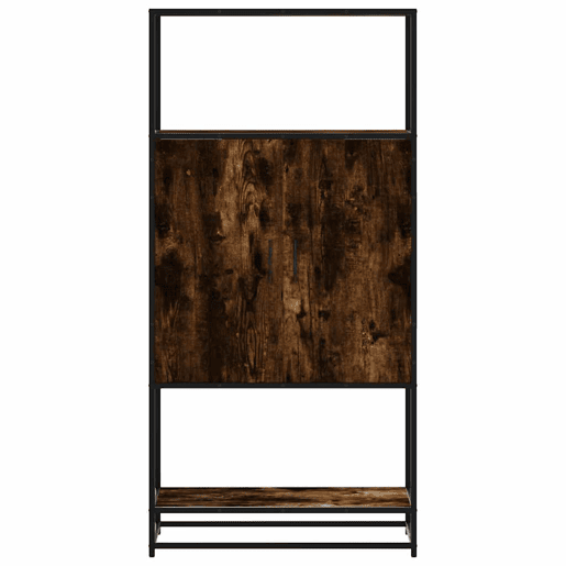 Armário alto - Bufete - Móvel de apoio 68x35x139 cm madeira e metal carvalho fumado pt1429