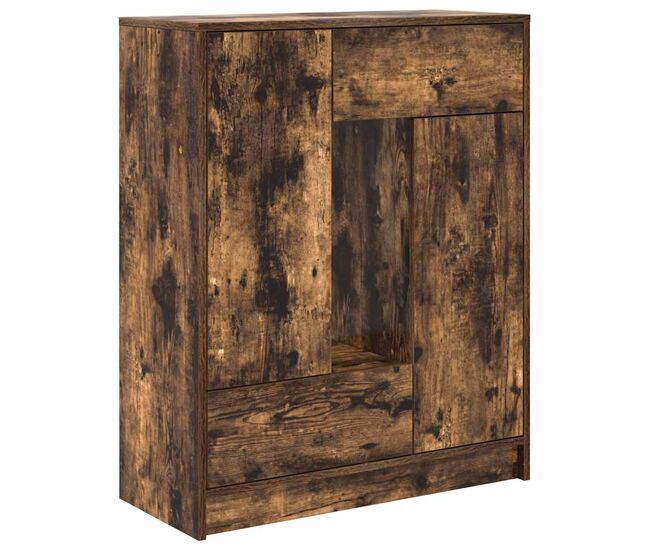 Aparador - mueble de almacenamiento con cajones y puertas roble ahumado 73x31x90 cm es1856