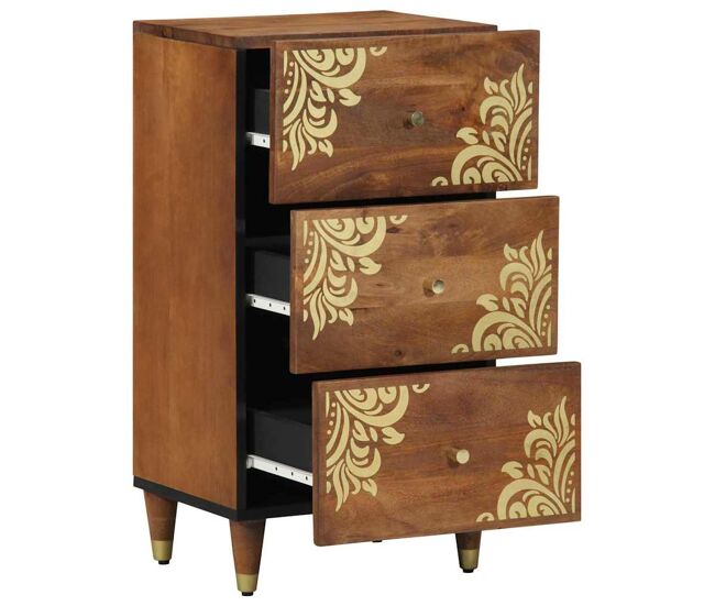 Aparador - mueble de almacenamiento marrón 40 x 33 x 75 cm madera de mango maciza es4741