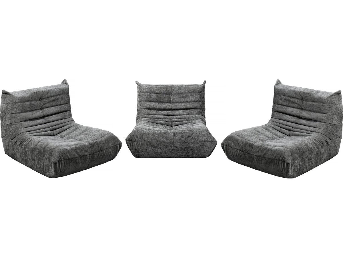 Conjunto de 3 sillones modulares tipo sofá en tela texturizada