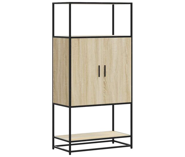Aparador alto - mueble de almacenamiento madera de ingeniería y metal sonoma 68x35x139 cm es1438