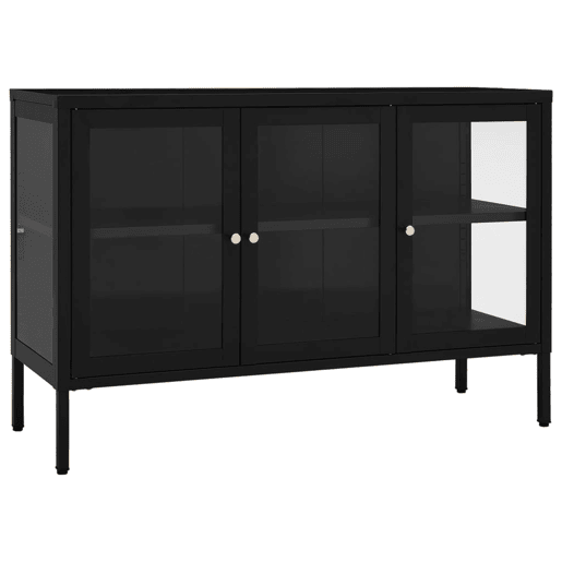 Aparador - Bufete - Móvei de apoio 105x35x70 cm vidro e aço preto pt2407