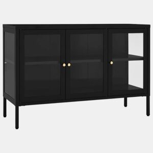 Aparador - Bufete - Móvei de apoio 105x35x70 cm vidro e aço preto pt2407