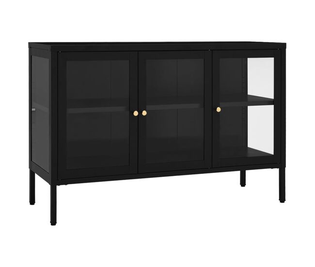 Aparador - mueble de almacenamiento de acero y vidrio negro 105x35x70 cm es2407