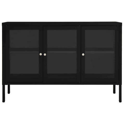 Aparador - Bufete - Móvei de apoio 105x35x70 cm vidro e aço preto pt2407