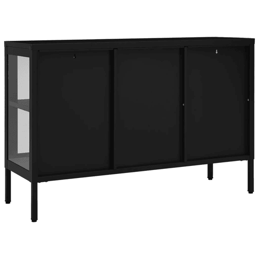 Aparador - Bufete - Móvei de apoio 105x35x70 cm vidro e aço preto pt2407