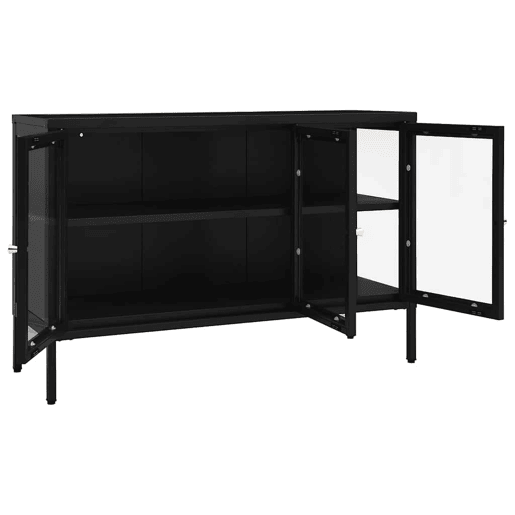 Aparador - Bufete - Móvei de apoio 105x35x70 cm vidro e aço preto pt2407