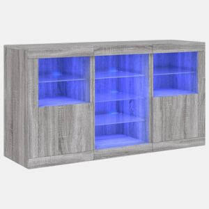 Aparador - Bufete - Móvei de apoio com luzes LED 123x37x67 cm cinzento sonoma pt1971