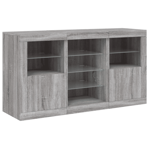 Aparador - Bufete - Móvei de apoio com luzes LED 123x37x67 cm cinzento sonoma pt1971